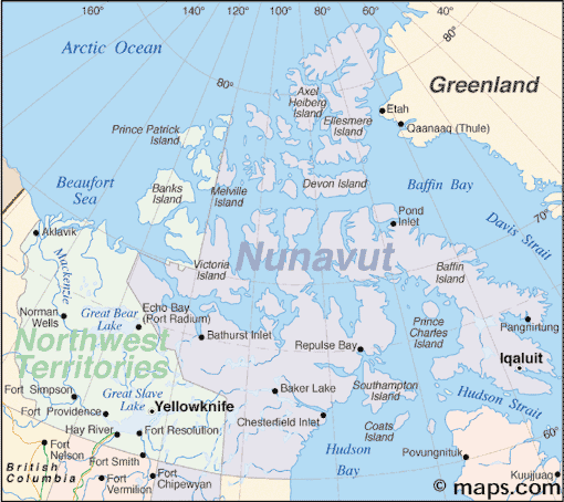 [map of Nunavut]