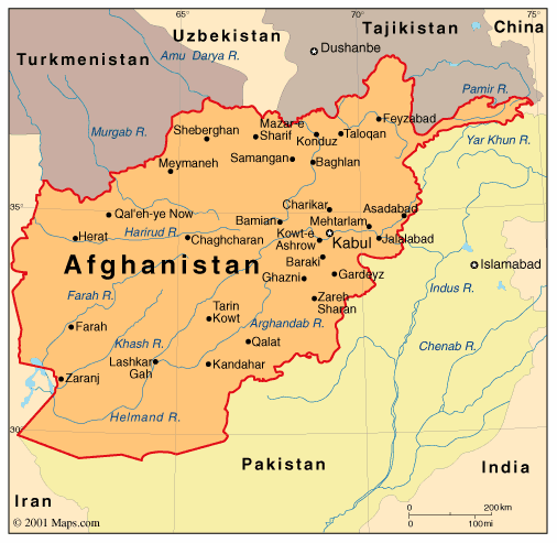 [political map of Afghanistan]