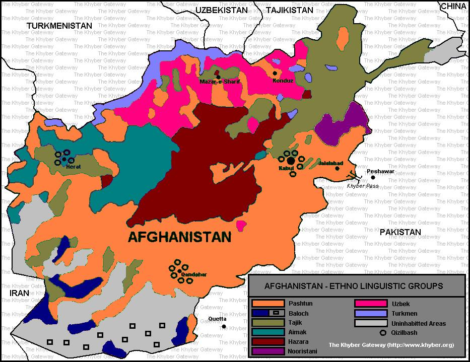 [linguistic map of Afghanistan]