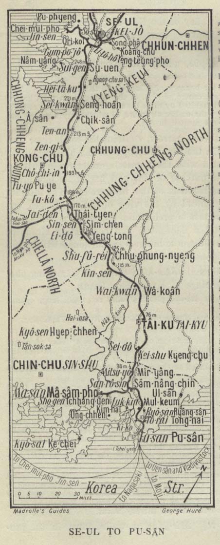 [1912 map of the
                    West coast of Korea, Seul to Fusan]